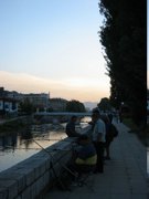 Fishing while the sun sets