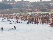 The beach was packed