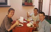 Prague. Al, Luke and I enjoying some traditional Czech food.
