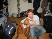 Having a quiet beer.