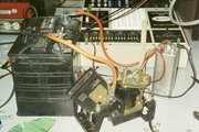 I charged the supercapacitor with a car battery. It only took a couple of seconds, sparks everywhere. Over 200A went through those orange wires.