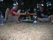 Our first night camping. We roughed it the first week or so. Didn't even have chairs.