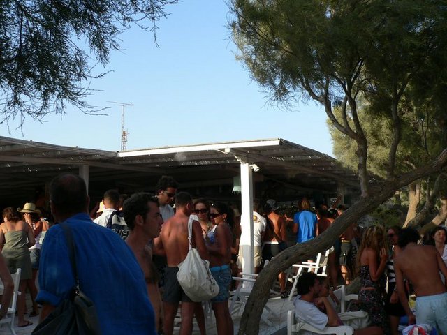 Bars lined the beach