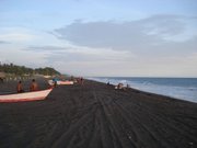 The beach had black sand, nasty!