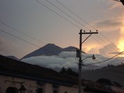 Volcan Acatenango in the background. We camped on the left hand side and climbed the right peak for sunrise!