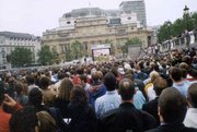 Trafalgar Square during the World Cup soccer. Awesome atmosphere!