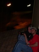 Tess and Matt sitting out on the roof.