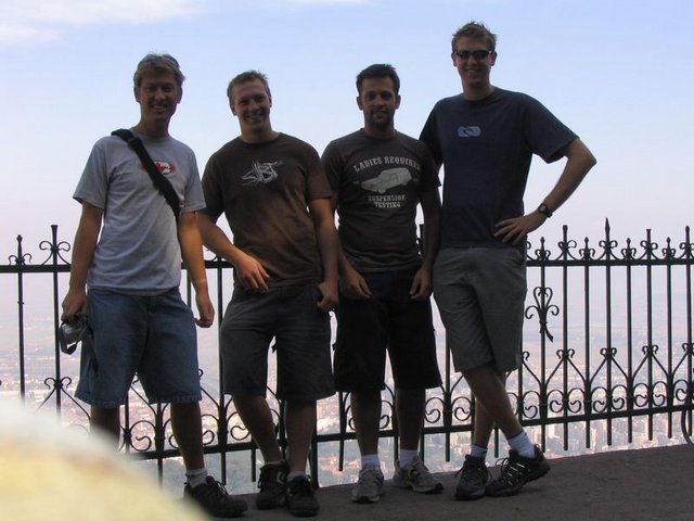 Dave, James, Phil and I at the lookout in Brasov