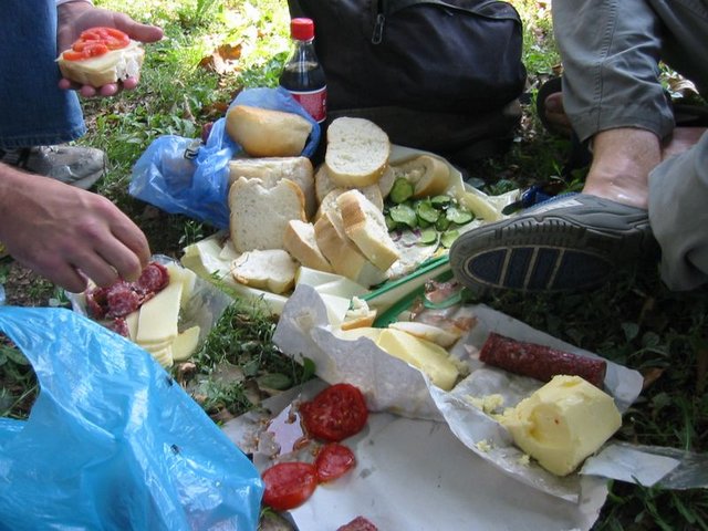 The usual, baguette with cheese, salami and tomato