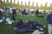 Angus, Adam and I camped out the night before to get some tickets to Wimbledon. It was absolutely freezing but worth it! Managed to get centre court tickets so it was sweet. June 2002.
